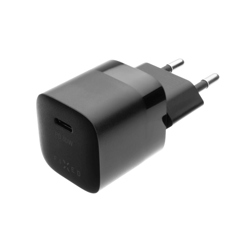 FIXED Mini Travel Charger 30W + USB-C/USB-C Cable, black