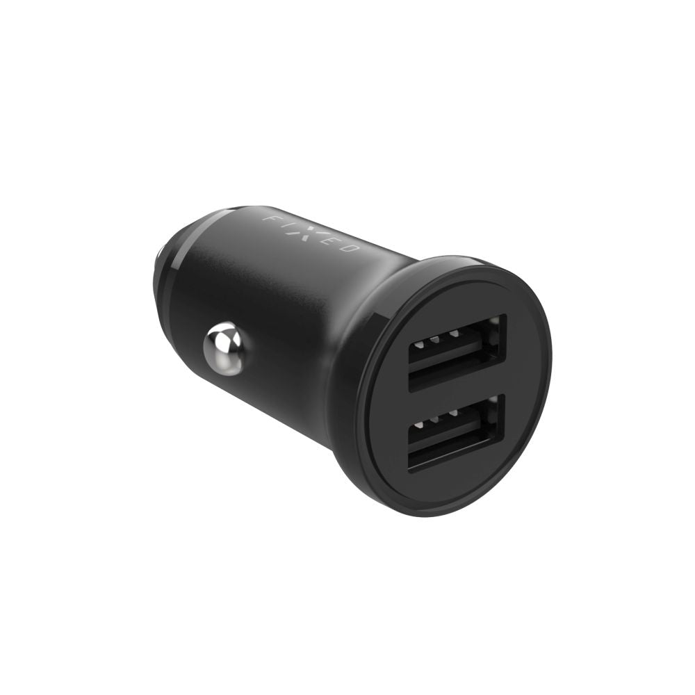 FIXED Dual USB Car Charger 15W + USB/USB-C Cable, black