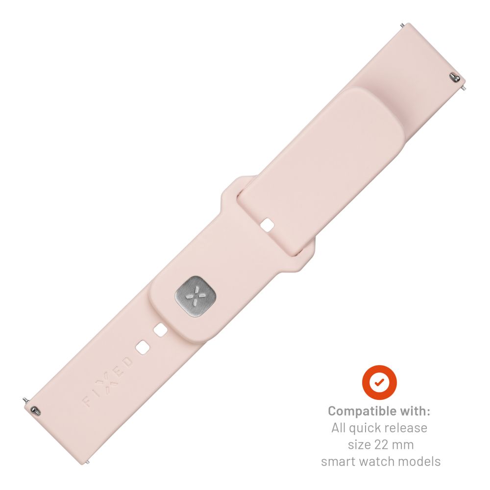 FIXED Silicone Sporty Strap Set with Quick Release 22mm for Smartwatch, Pink