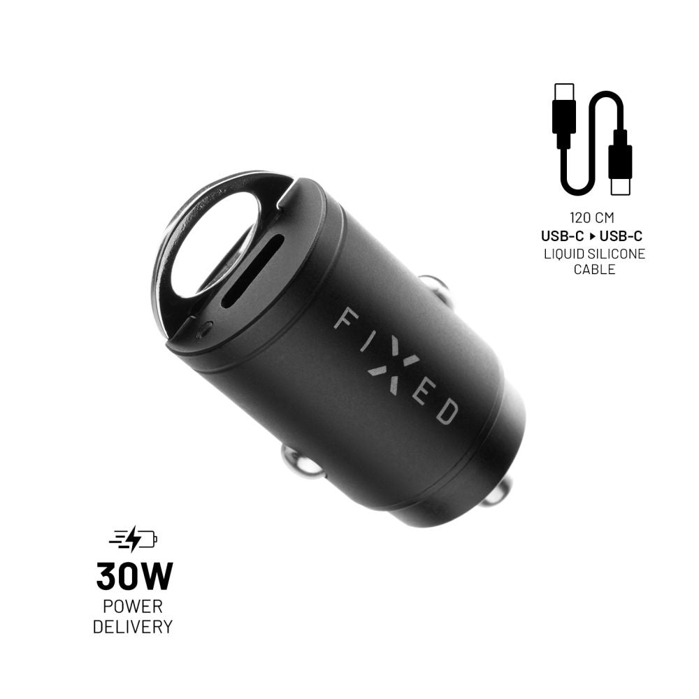 FIXED Dual USB-C Car Charger 30W + USB-C/USB-C Cable, black