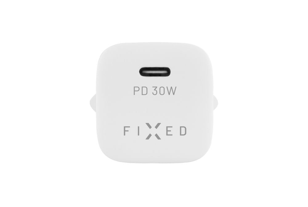 FIXED Mini USB-C Travel Charger 30W + USB-C/Lightning Cable, white