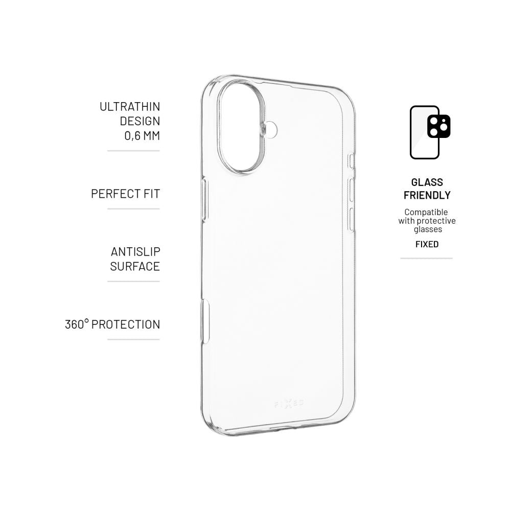 FIXED Story Slim TPU Back Cover for Apple iPhone 16 Plus, clear