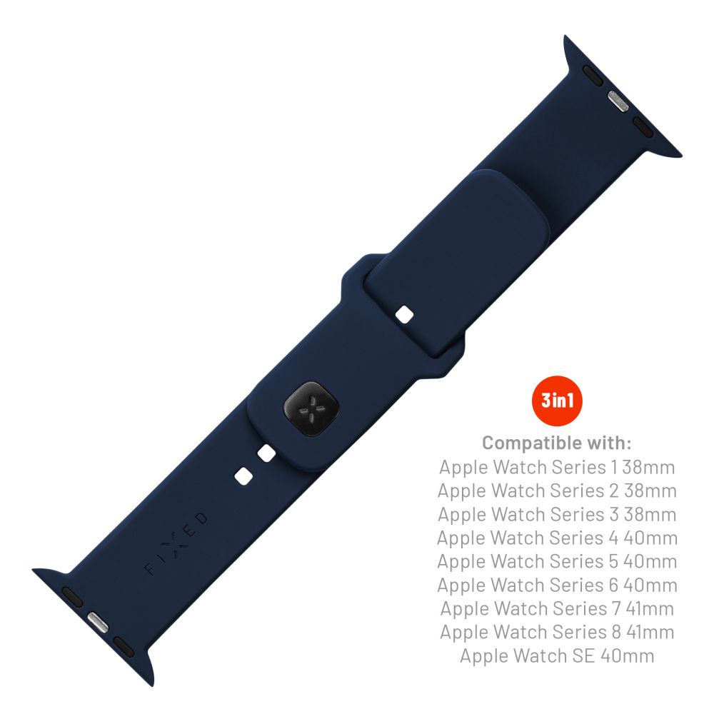 FIXED Silicone Sporty Strap Set for Apple Watch 38/40/41mm, Blue