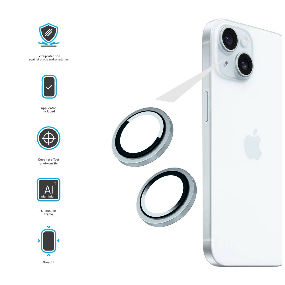 FIXED Camera Glass for Apple iPhone 15/15 Plus, light blue