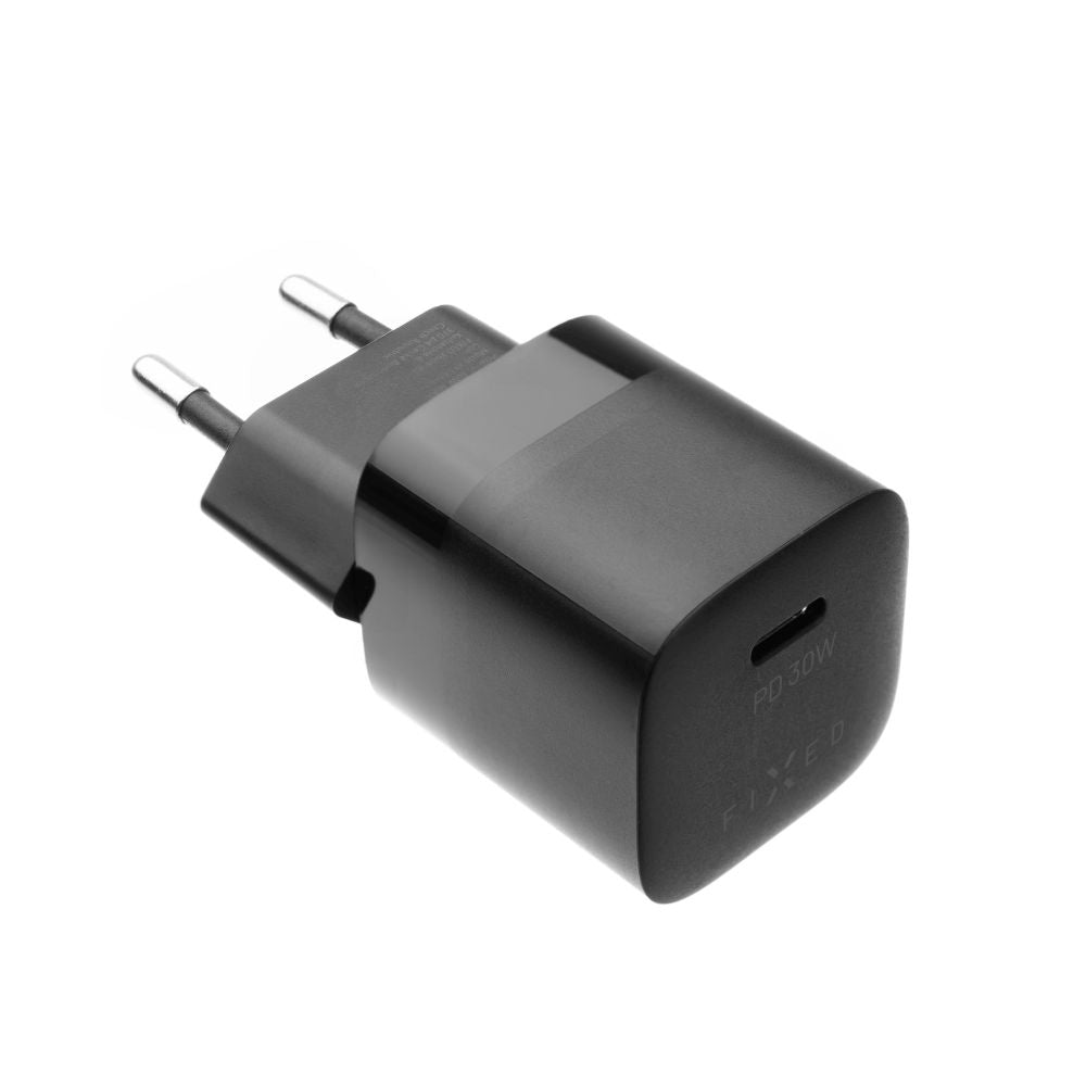 FIXED Mini Travel Charger 30W + USB-C/USB-C Cable, black