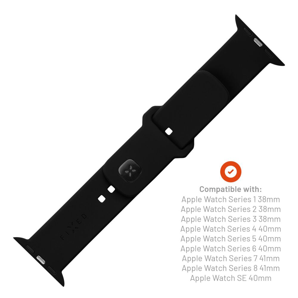 FIXED Silicone Sporty Strap Set for Apple Watch 38/40/41mm, Black