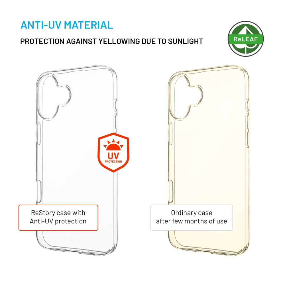 FIXED ReStory AntiUV TPU Back Cover for Apple iPhone 16 Plus, clear