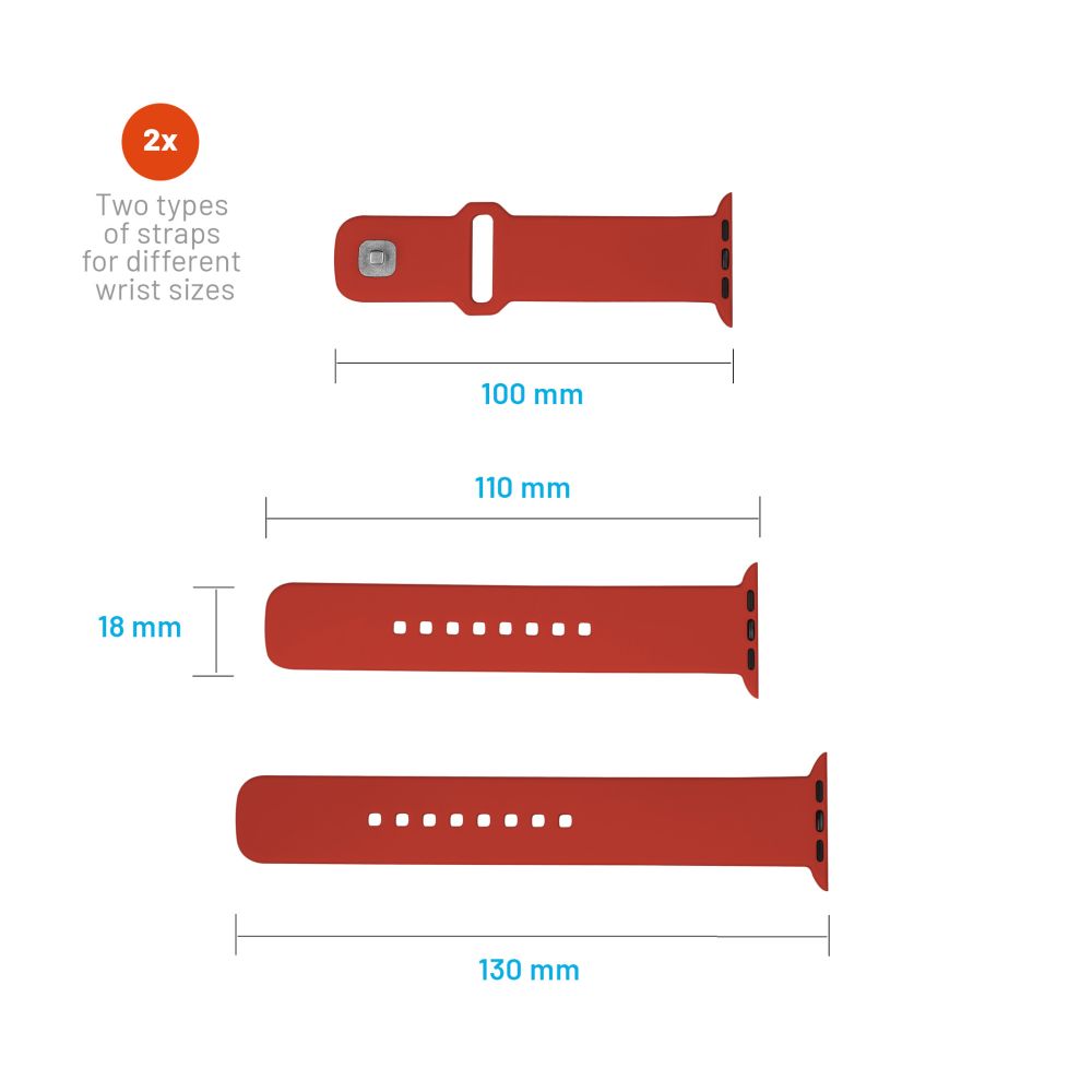 FIXED Silicone Sporty Strap Set for Apple Watch 38/40/41mm, Red