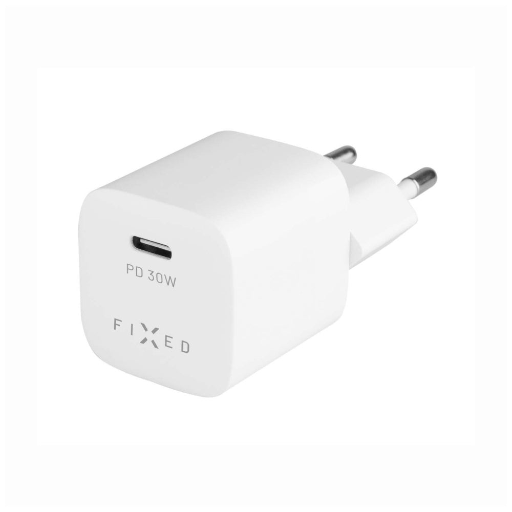 FIXED Mini Travel Charger 30W + USB-C/USB-C Cable, white