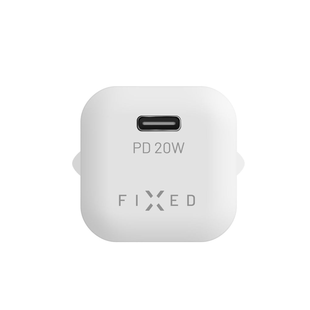 FIXED Mini Travel Charger 20W+ USB-C/USB-C Cable, white