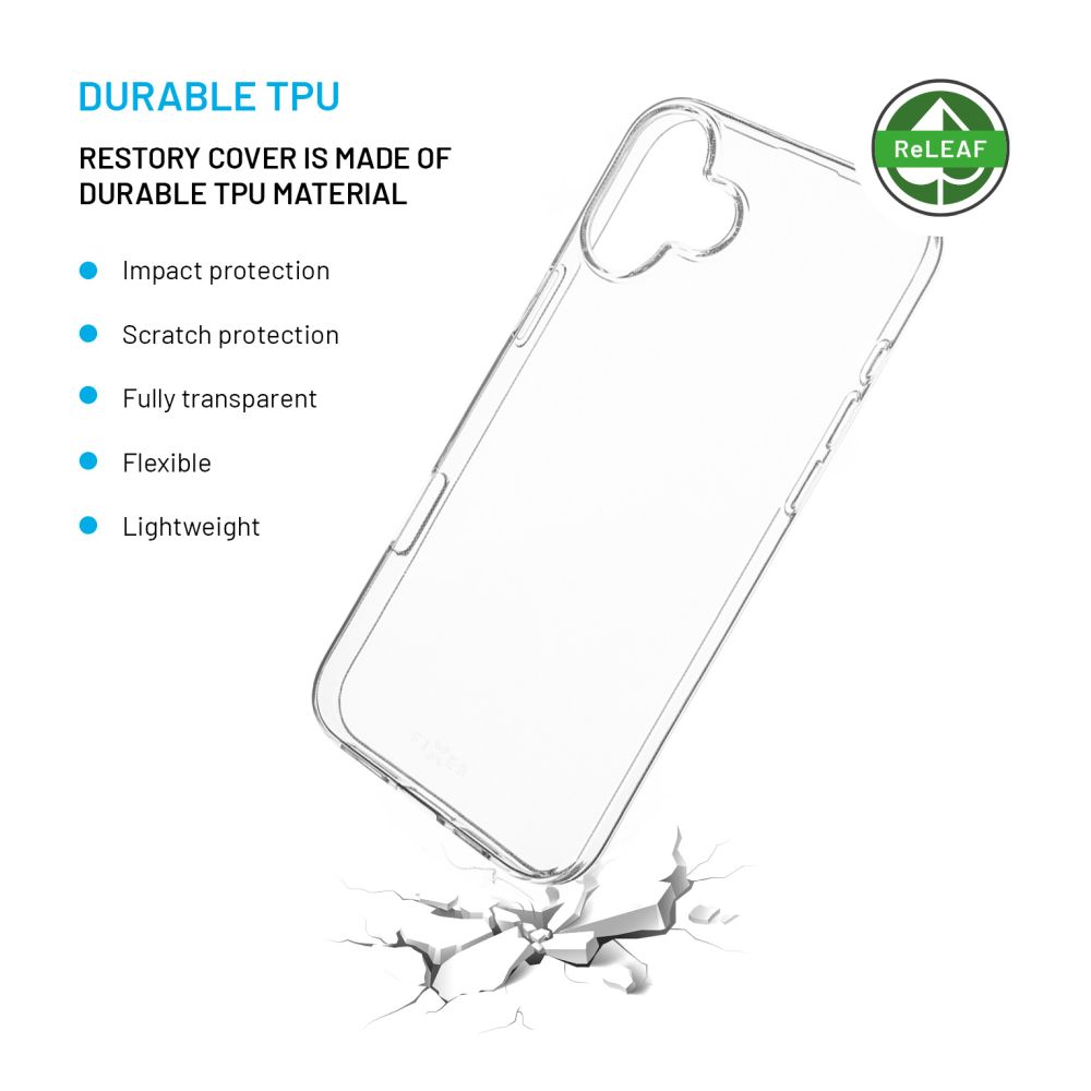 FIXED ReStory AntiUV TPU Back Cover for Apple iPhone 16 Plus, clear