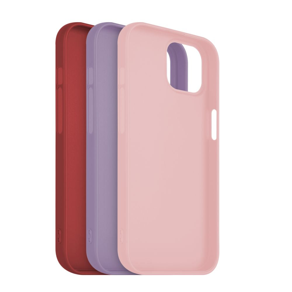 3x set of FIXED Story rubberized covers for Apple iPhone 15, in different colors, variation 1