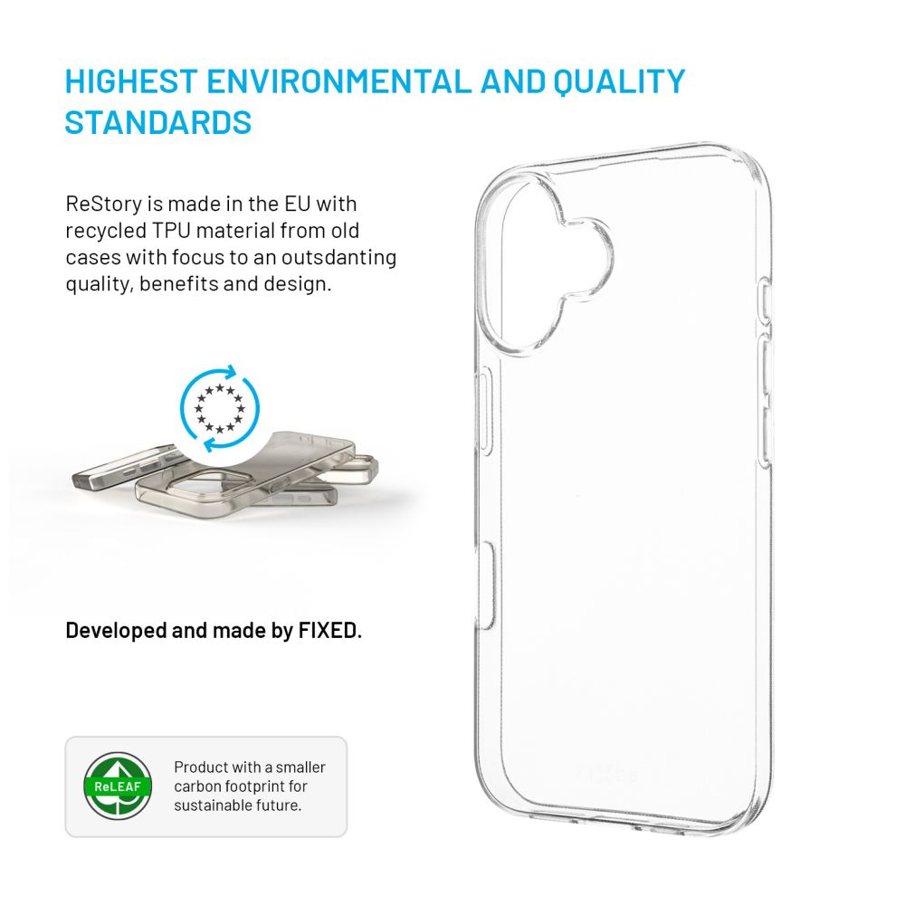 FIXED ReStory AntiUV TPU Back Cover for Apple iPhone 16, clear