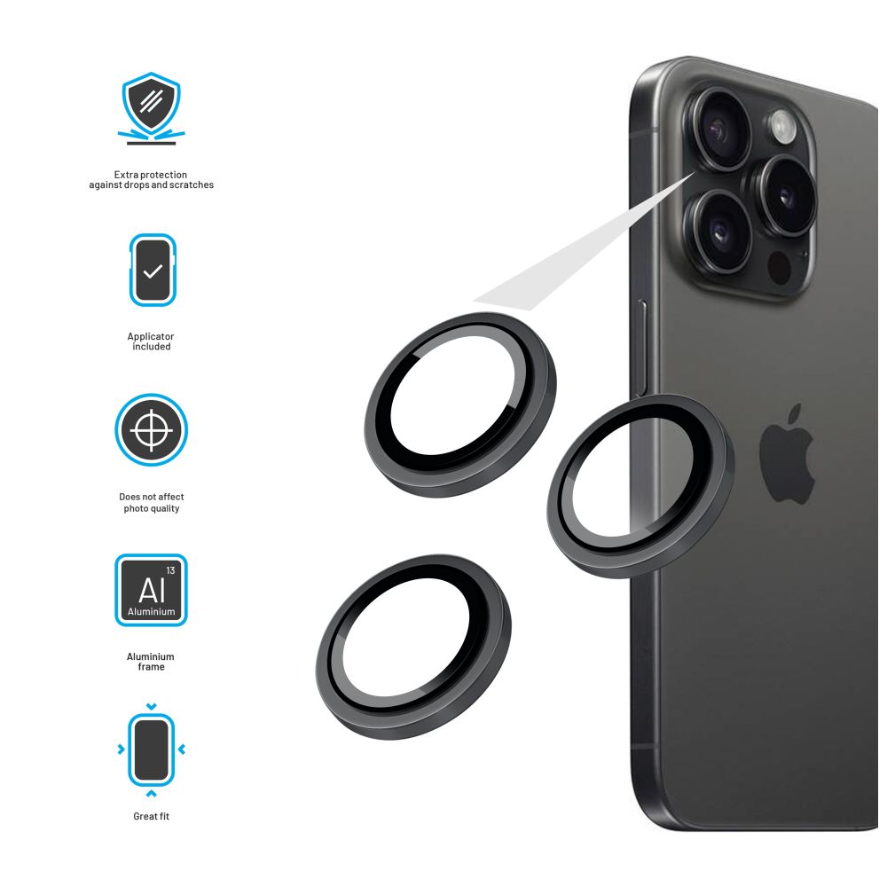 FIXED Camera Glass for Apple iPhone 16 Pro/16 Pro Max, black