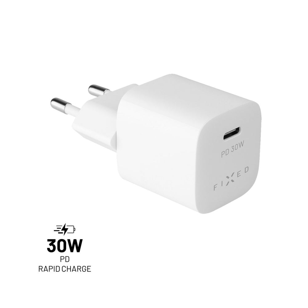 FIXED Mini USB-C Travel Charger 30W, white