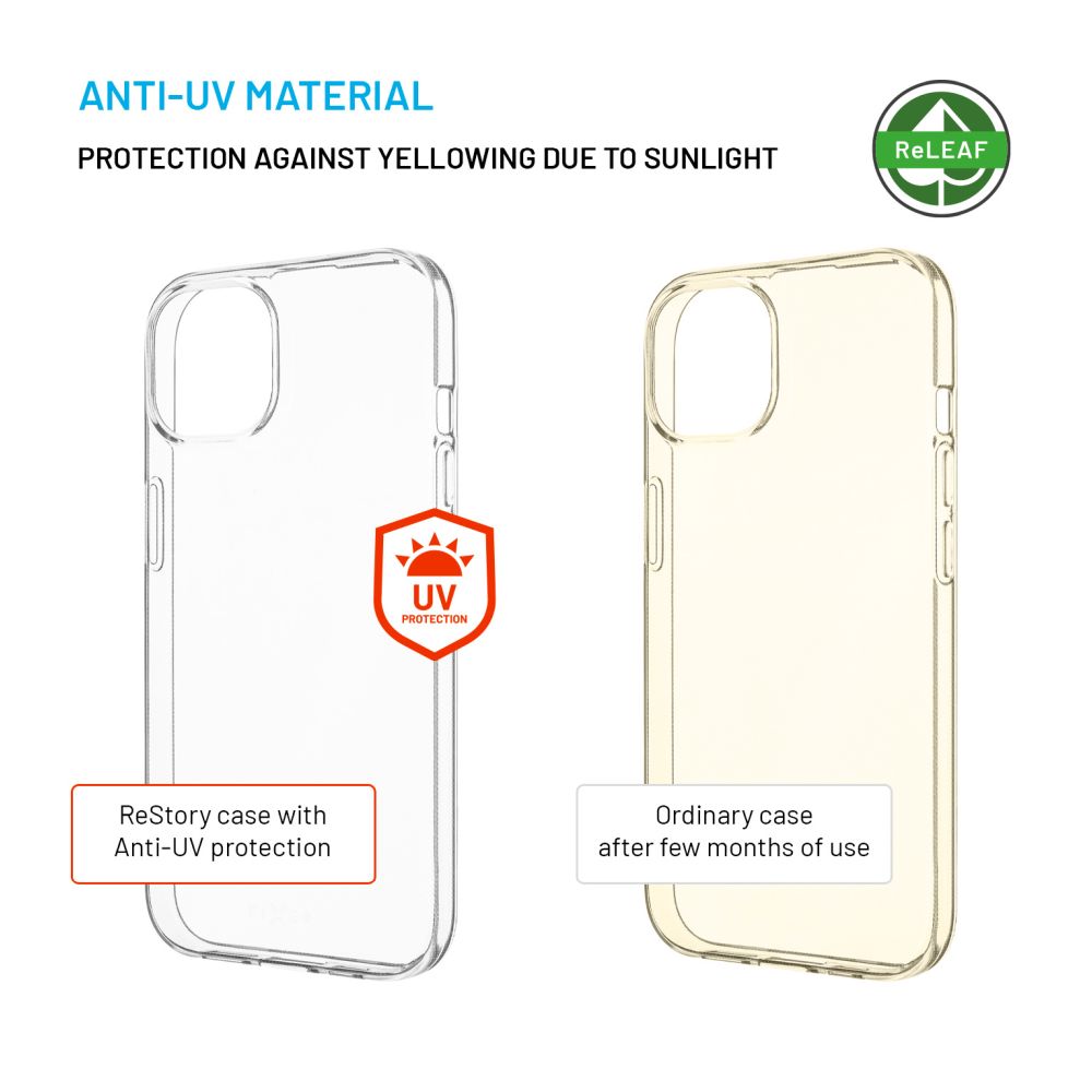 FIXED ReStory AntiUV TPU Back Cover for Apple iPhone 15, clear