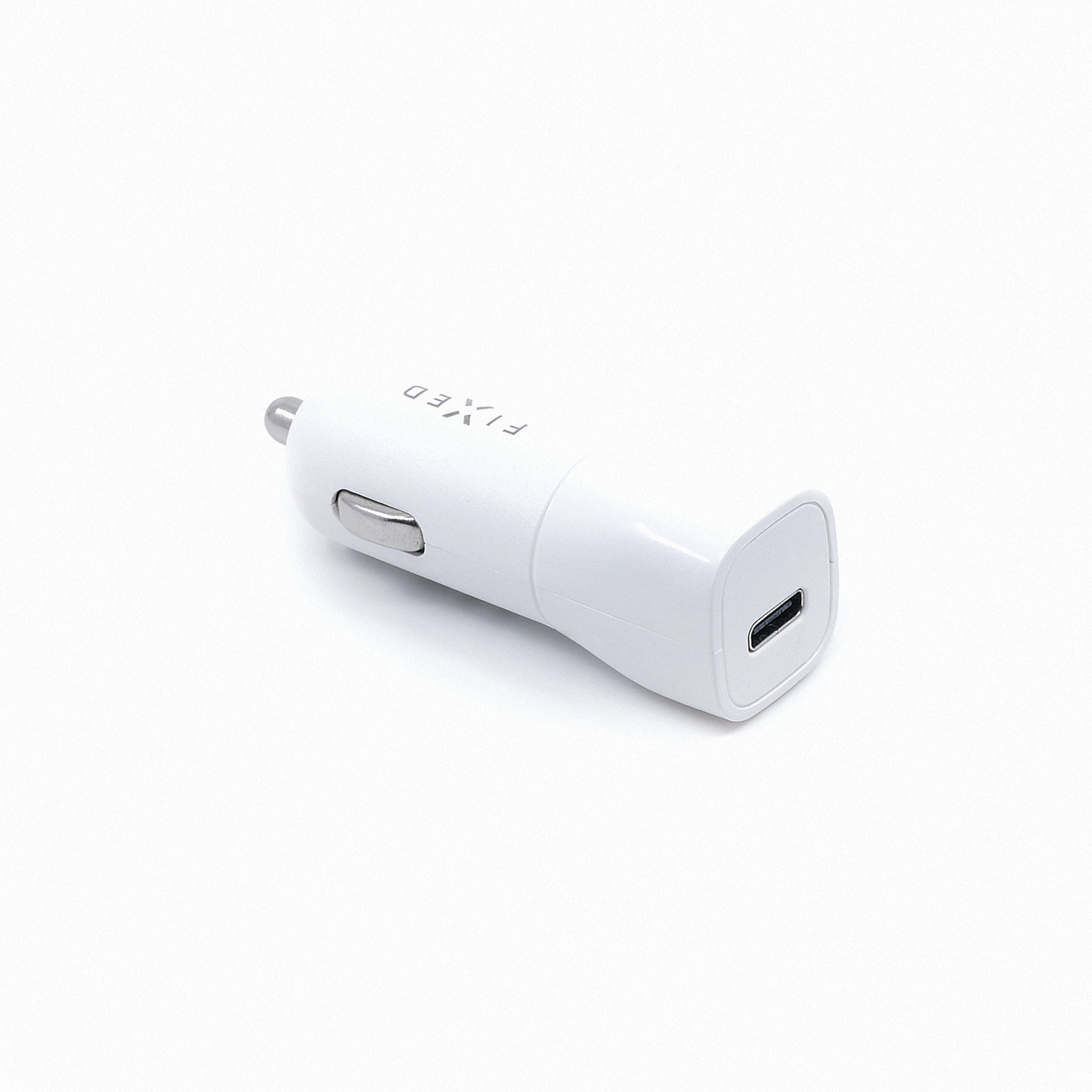 FIXED USB-C Car Charger, 18W, white