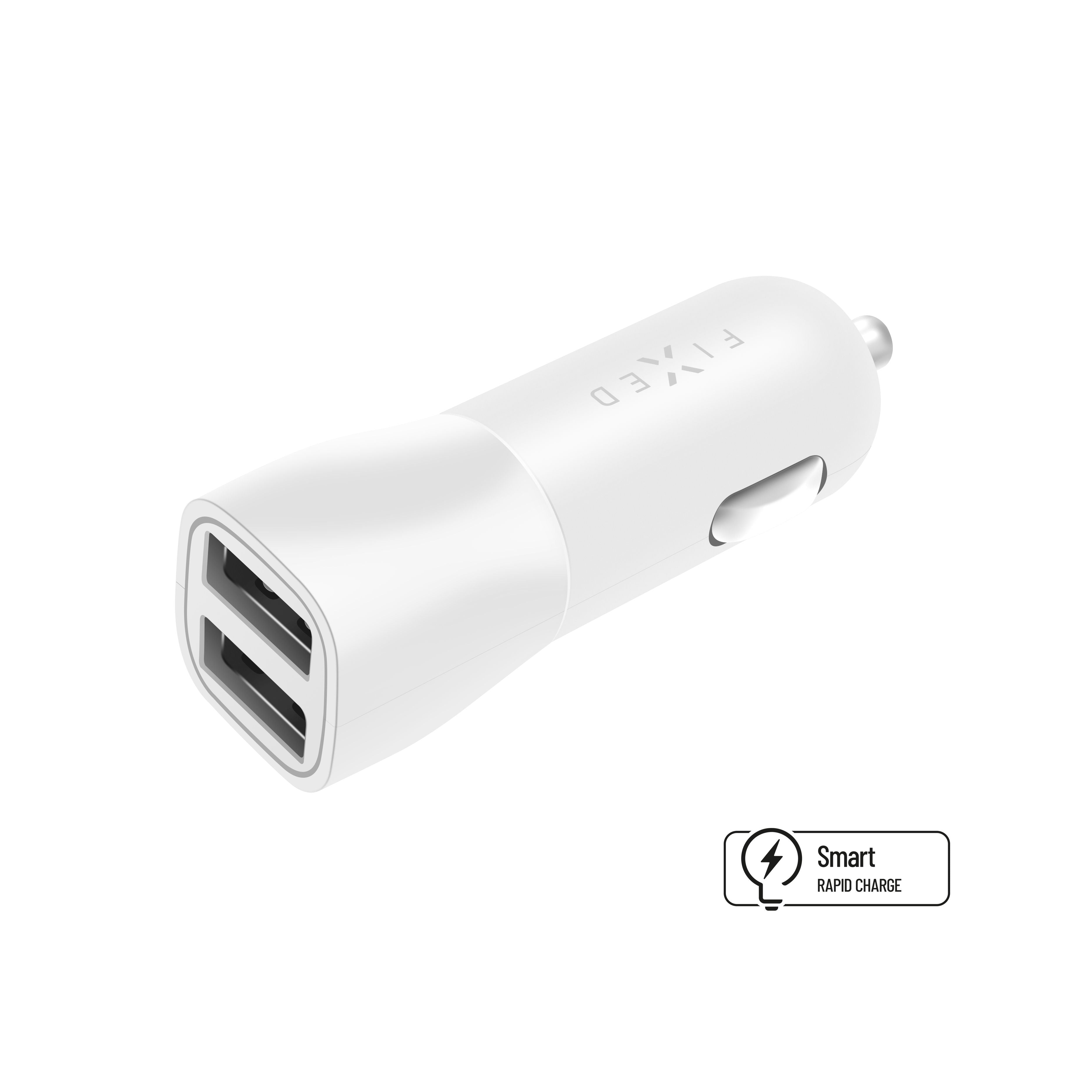 FIXED Dual USB Car Charger 15W, white