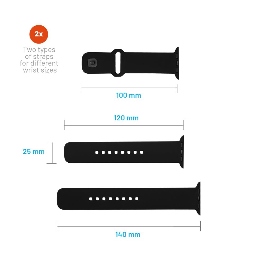 FIXED Silicone Sporty Strap Set for Apple Watch Ultra 49mm, black