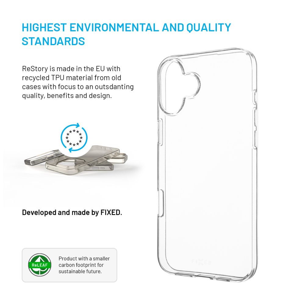 FIXED ReStory AntiUV TPU Back Cover for Apple iPhone 16 Plus, clear