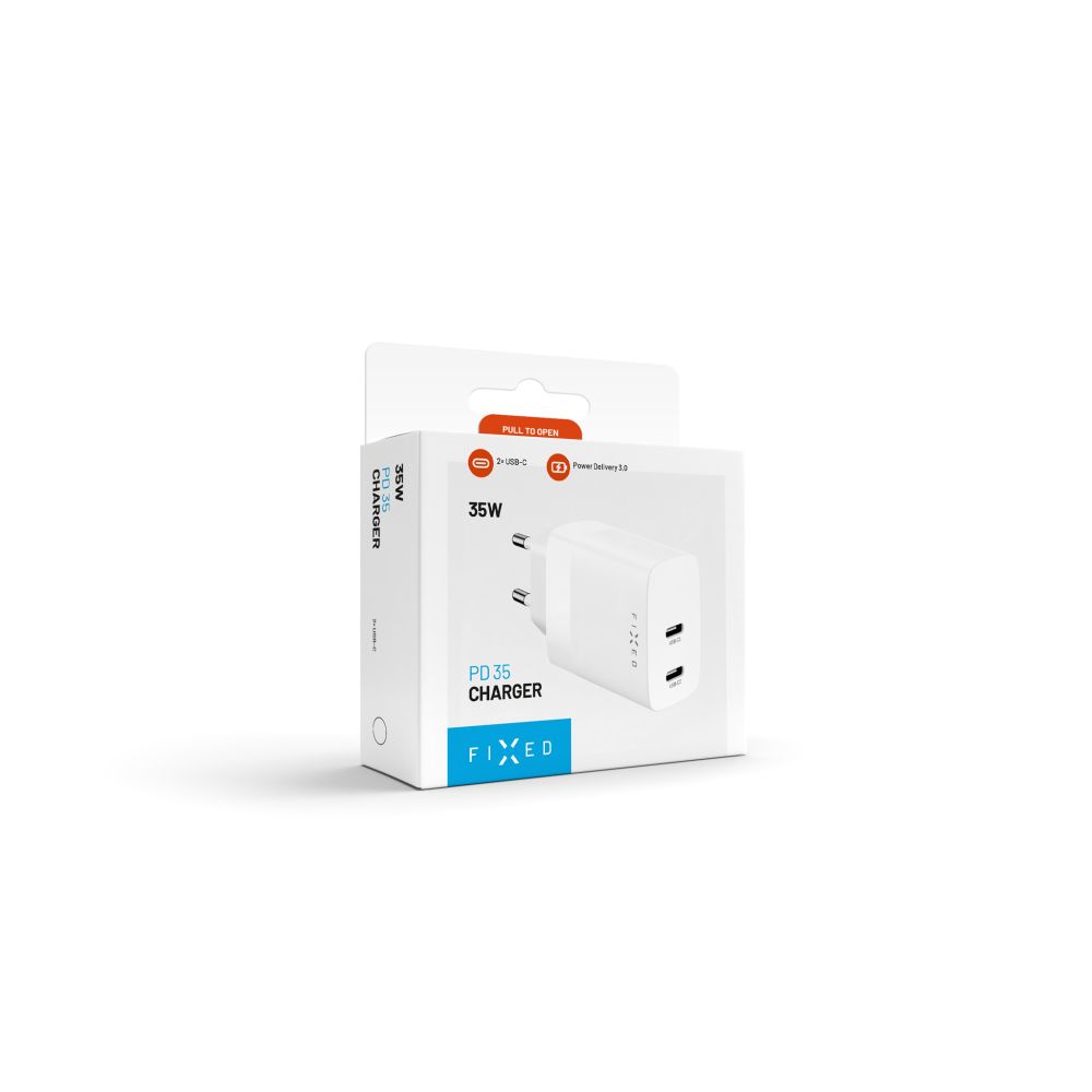 FIXED Dual USB-C Travel Charger 35W, white