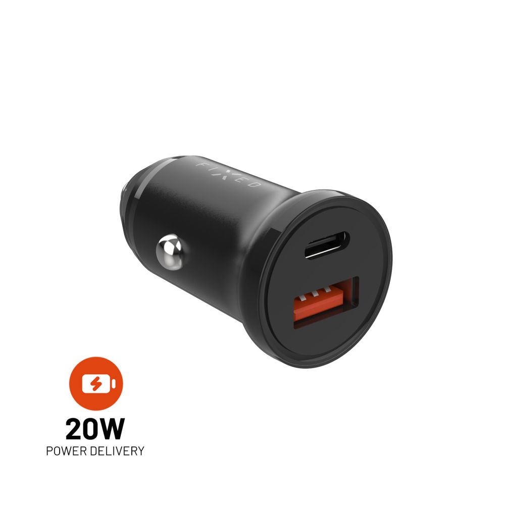 FIXED USB-C/USB Car Charger 20W, black