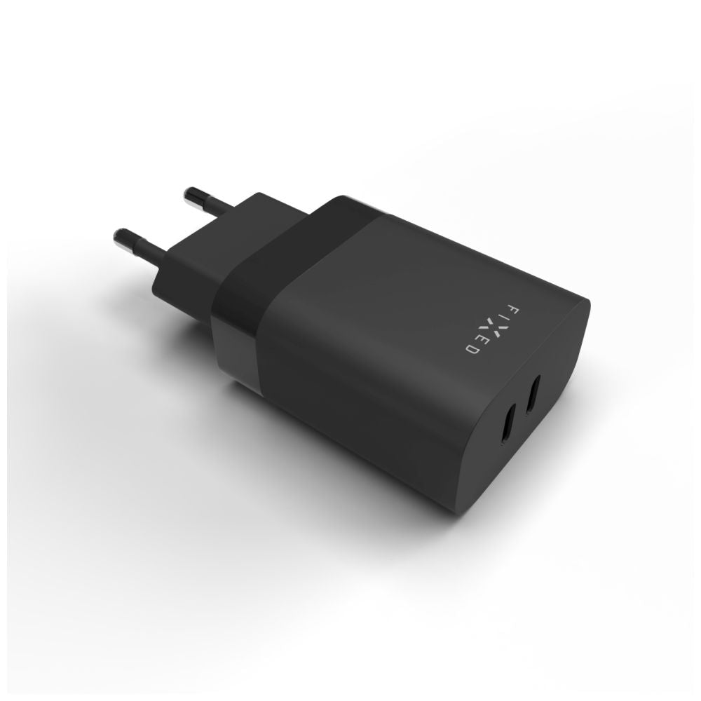 FIXED Dual USB-C Travel Charger 35W, black