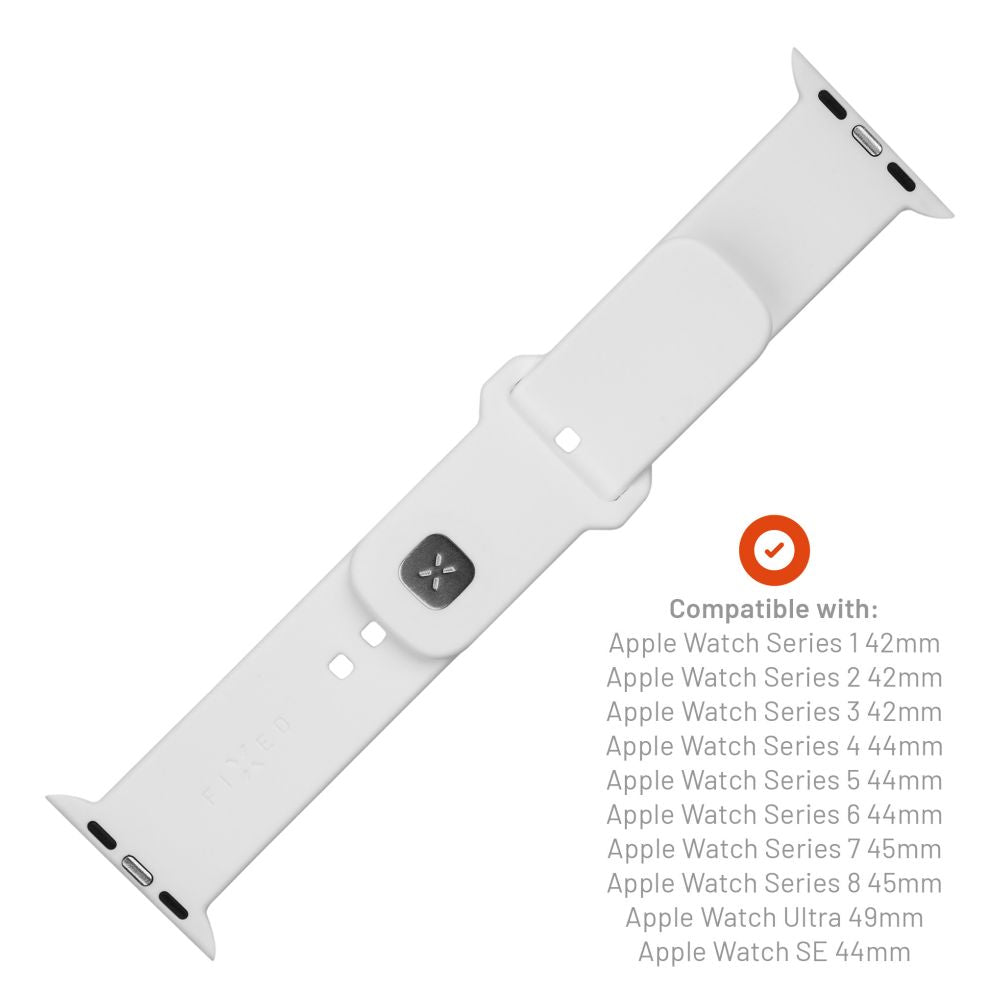 FIXED Silicone Sporty Strap Set for Apple Watch 42/44/45mm, White