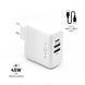 FIXED USB-C/2xUSB Travel Charger+ USB-C/USB-C Cable 45W, white