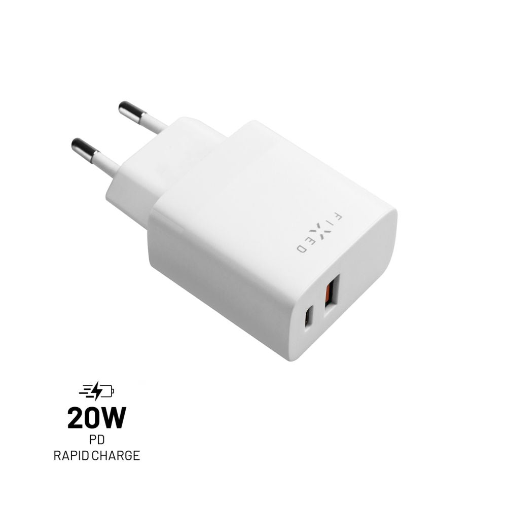 FIXED USB-C/USB Travel Charger 20W, white