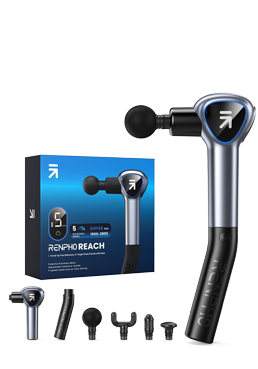 Renpho Reach Mini Massage Gun - Massagepistole mit Verlngerungs Griff Grey