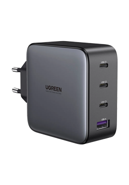 UGREEN 100W GaN Tech Fast Wall Charger, 1x USB-A & 3x USB-C Black, 4-in-1