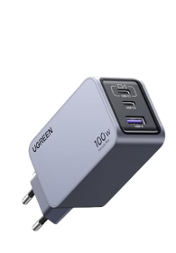 UGREEN 100W GaN Tech Nexode Pro Fast Wall Charger, 1x USB-A & 2x USB-C Space Grey. 3-in-1