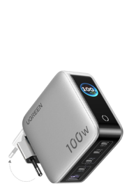 UGREEN 100W GaN Tech Nexode Pro Fast Wall Charger with Smart Display & Touch Control Grey, 5-in-1, 1x USB-A & 4x USB-C
