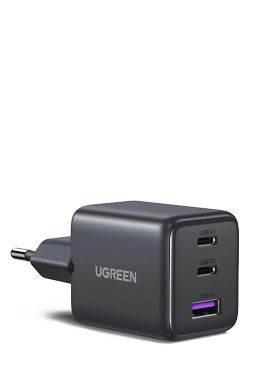 UGREEN 30W 3-Port GaN II Fast Wall Charger, USB-A & 2 x USB-C Black